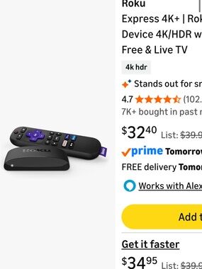 Roku Streaming Player with Black Remote and Purple Detail